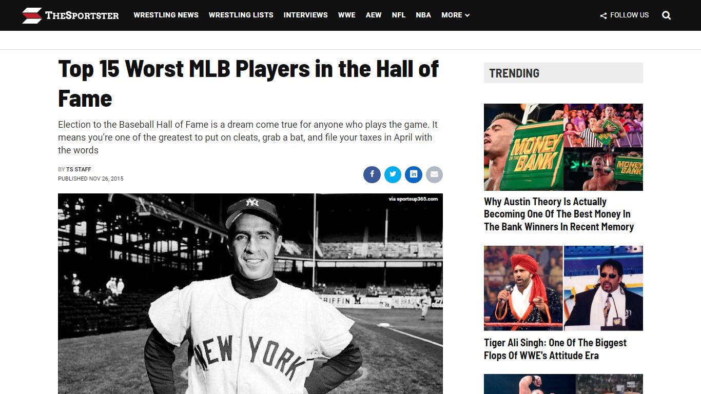 Top 15 Worst MLB Players in the Hall of Fame - TheSportster